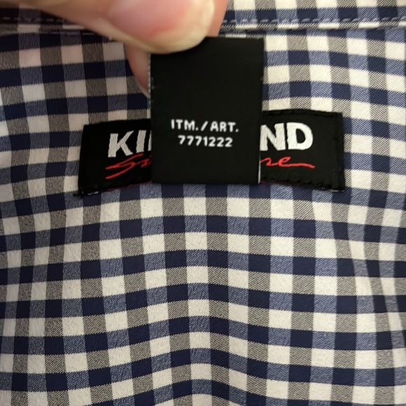 Kirkland Blue Gray and White Gingham Button Down Shirt size Large 16-16.5 32/33 - Picture 5 of 15